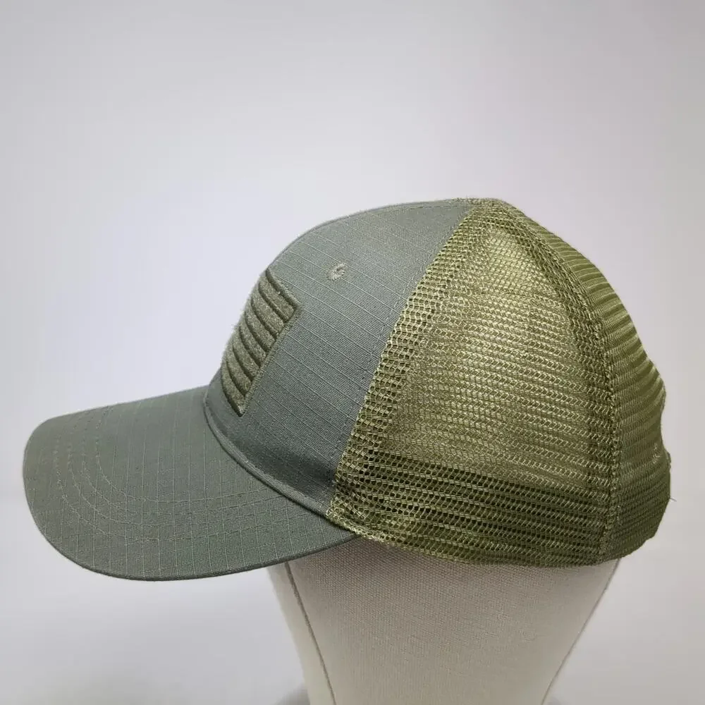 Highland Tactical Trucker Hat Green One Size Mesh Back Embroidered US Flag